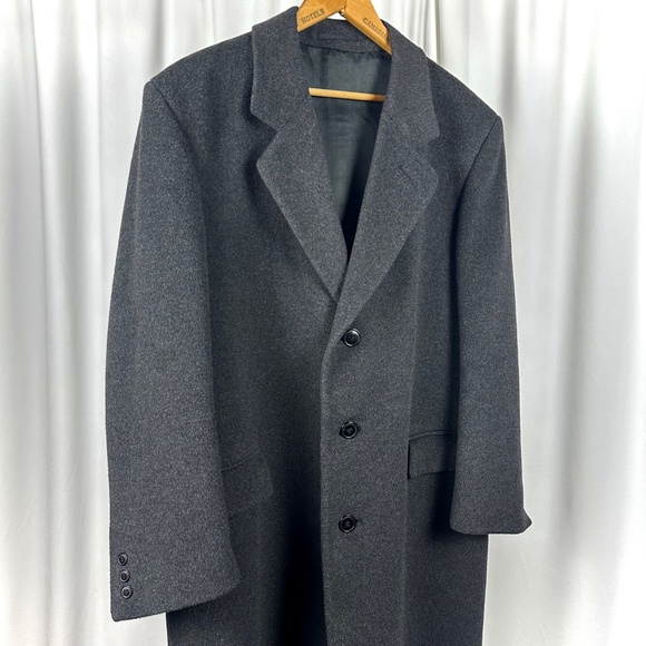 Vintage 50' 60’s ‘James Street’ Long Wool and Cashmere Peacoat in Grey - M/L - Picture 11 of 13